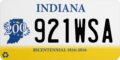 IN license plate 921WSA