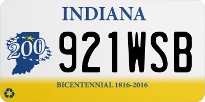 IN license plate 921WSB