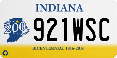 IN license plate 921WSC