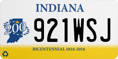 IN license plate 921WSJ