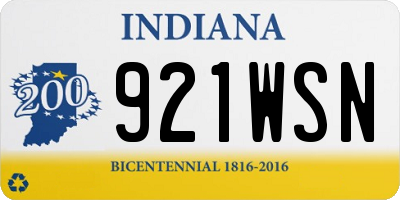 IN license plate 921WSN