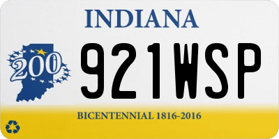 IN license plate 921WSP