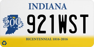 IN license plate 921WST