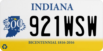 IN license plate 921WSW
