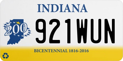 IN license plate 921WUN