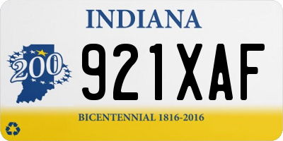 IN license plate 921XAF