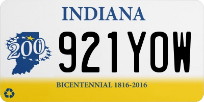 IN license plate 921YOW
