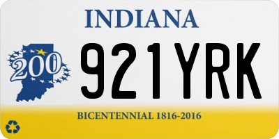 IN license plate 921YRK