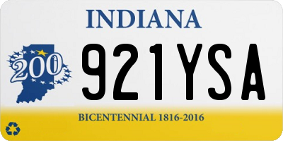 IN license plate 921YSA