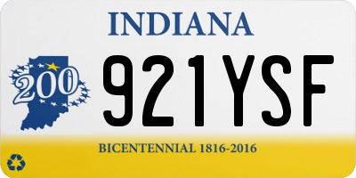 IN license plate 921YSF