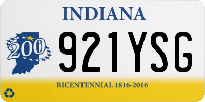IN license plate 921YSG