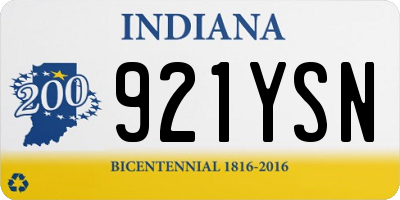 IN license plate 921YSN