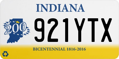 IN license plate 921YTX