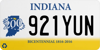 IN license plate 921YUN