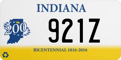 IN license plate 921Z