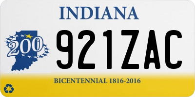 IN license plate 921ZAC