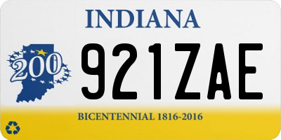IN license plate 921ZAE