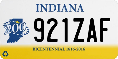 IN license plate 921ZAF