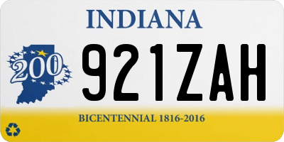 IN license plate 921ZAH
