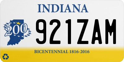 IN license plate 921ZAM