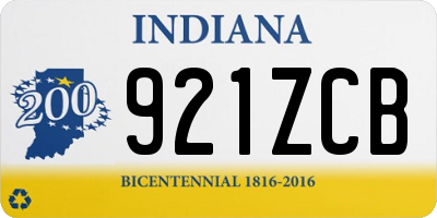 IN license plate 921ZCB