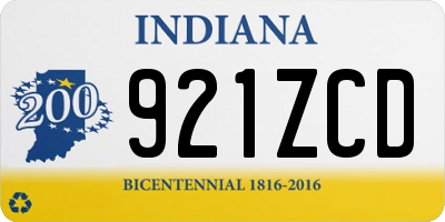 IN license plate 921ZCD