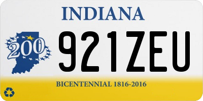 IN license plate 921ZEU