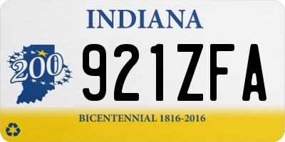 IN license plate 921ZFA