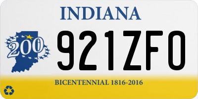 IN license plate 921ZFO