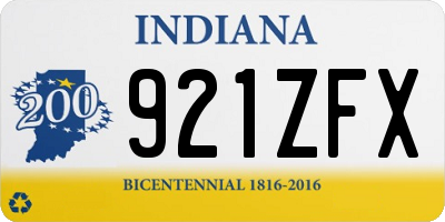 IN license plate 921ZFX