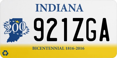 IN license plate 921ZGA