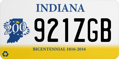 IN license plate 921ZGB
