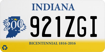 IN license plate 921ZGI