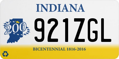 IN license plate 921ZGL