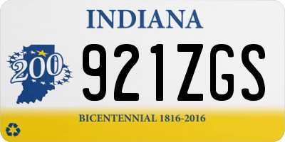 IN license plate 921ZGS