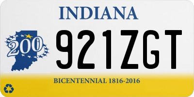 IN license plate 921ZGT