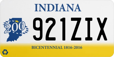 IN license plate 921ZIX