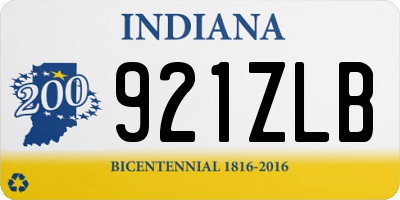 IN license plate 921ZLB