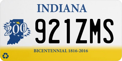 IN license plate 921ZMS