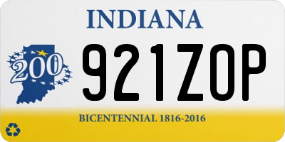 IN license plate 921ZOP