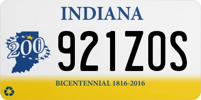 IN license plate 921ZOS