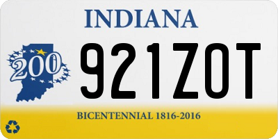 IN license plate 921ZOT
