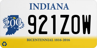 IN license plate 921ZOW