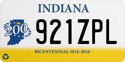 IN license plate 921ZPL