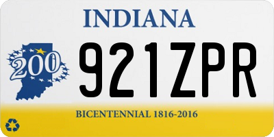 IN license plate 921ZPR