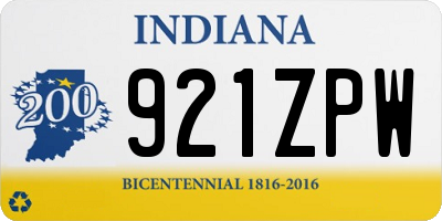 IN license plate 921ZPW