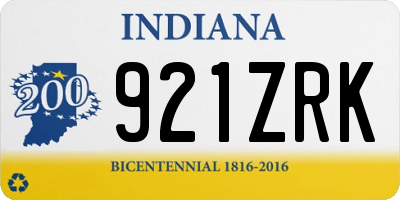 IN license plate 921ZRK