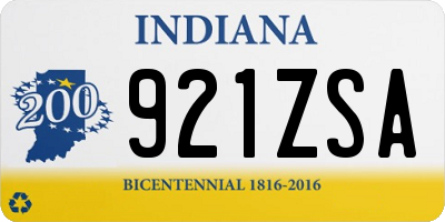 IN license plate 921ZSA