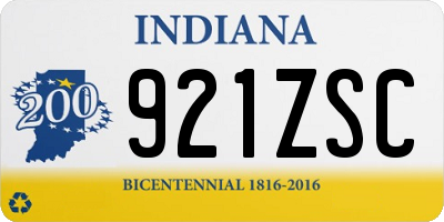 IN license plate 921ZSC