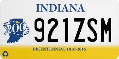 IN license plate 921ZSM